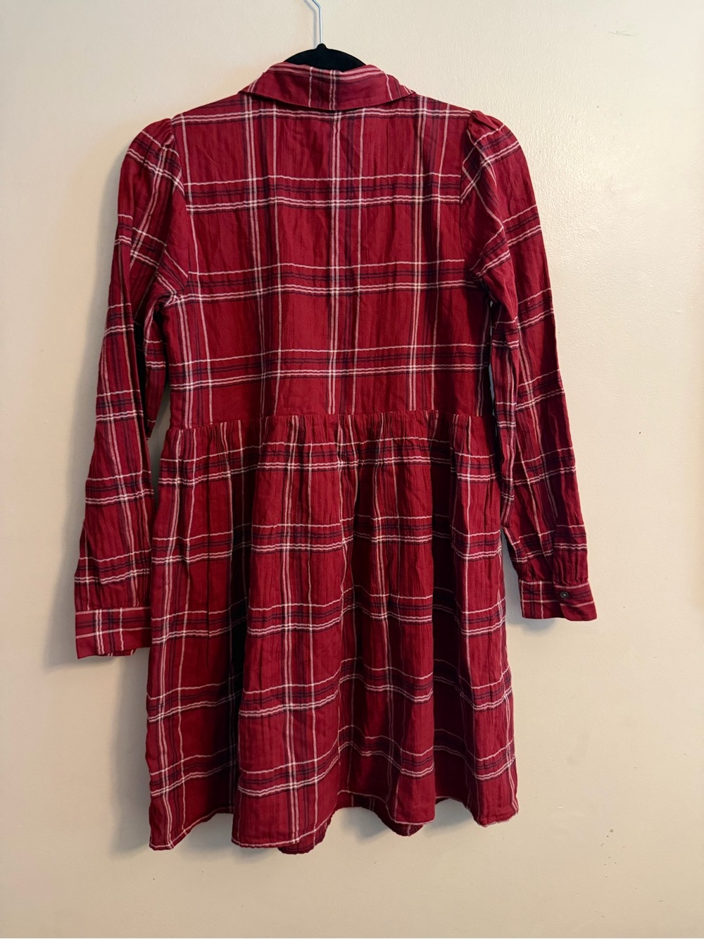 LOFT Women’s Red Plaid Button-Front Casual Dress - Picture 2 of 4